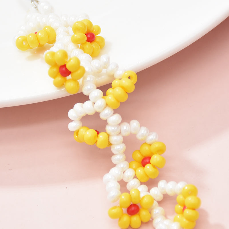 yellow resin long tassel drop earrings, view 5 - MRSLM