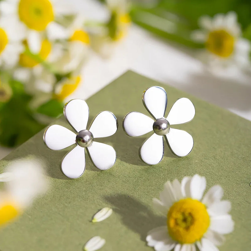 gold daisy earrings, view 4 - MRSLM