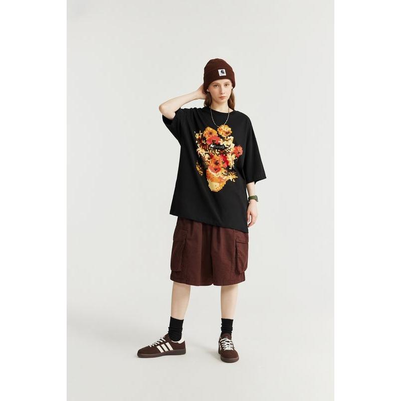 metallic sunflower print T-shirt, view 5 - MRSLM