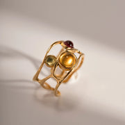 stainless steel mesh open ring with resin diamond, view 5 - MRSLM