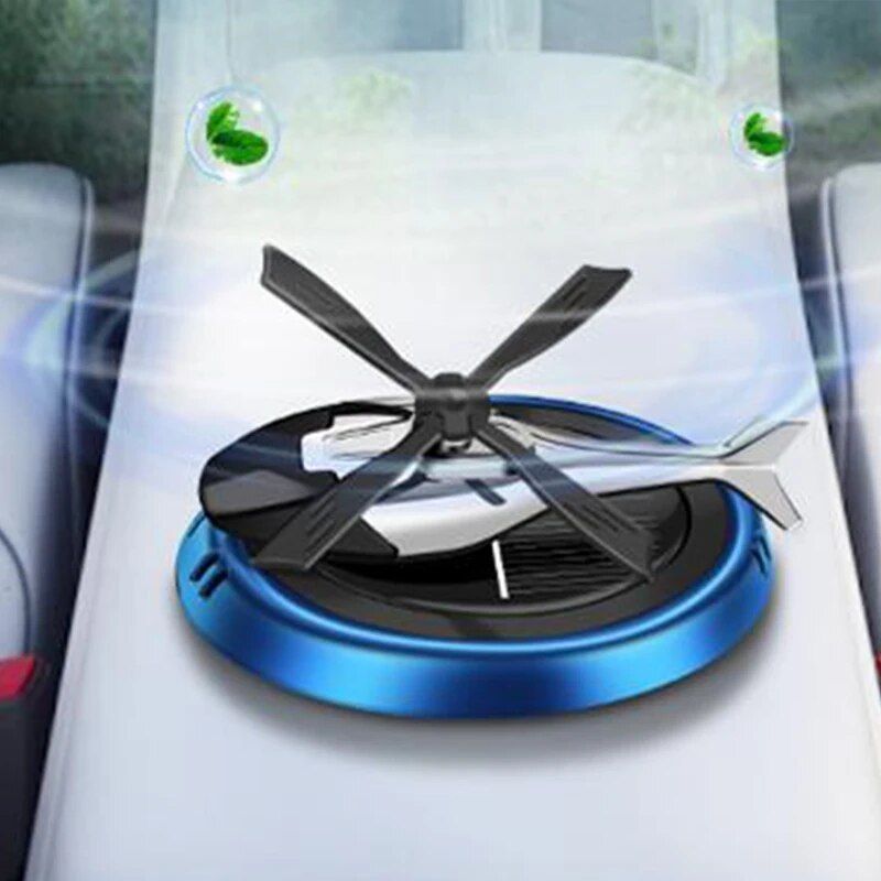 Solar-Powered Helicopter Car Air Freshener: Rotating Aroma Diffuser in 3 Elegant Colors