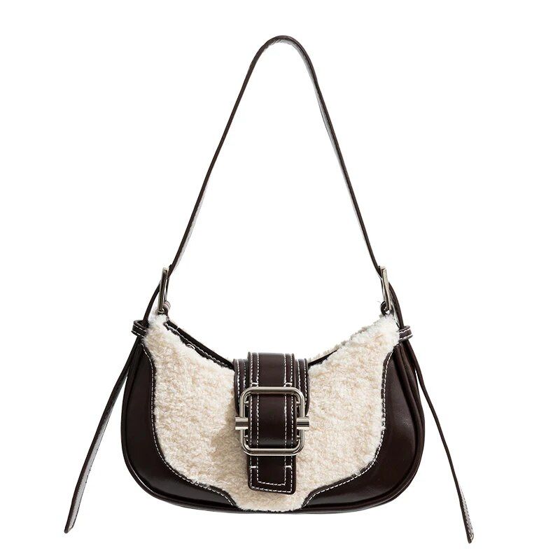 Chic PU Leather Half Moon Shoulder Hobo Bag
