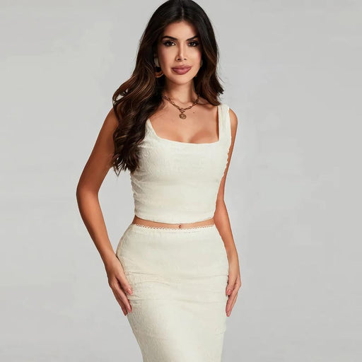 lace two-piece top and skirt set, view 2 - MRSLM