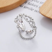 s925 silver beads chain geometric ring, view 3 - MRSLM