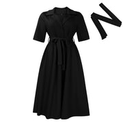 short sleeve suit collar dress, view 10 - MRSLM