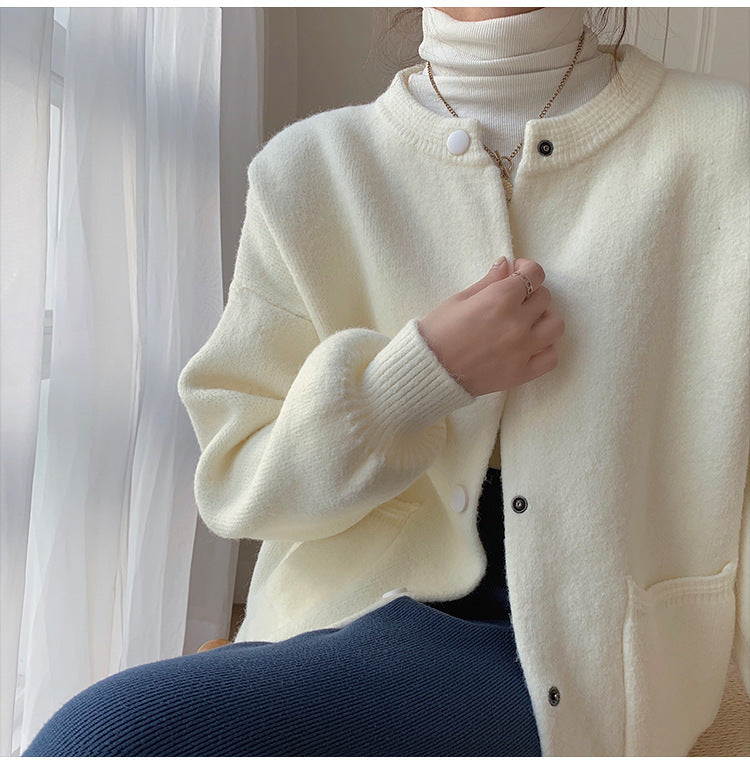 women's knit cardigan, straight fit, view 4 - MRSLM