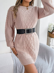 Women's cable knit sweater dress, view 4 - MRSLM