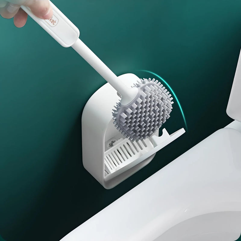 flexible silicone toilet brush with holder, view 7 - MRSLM