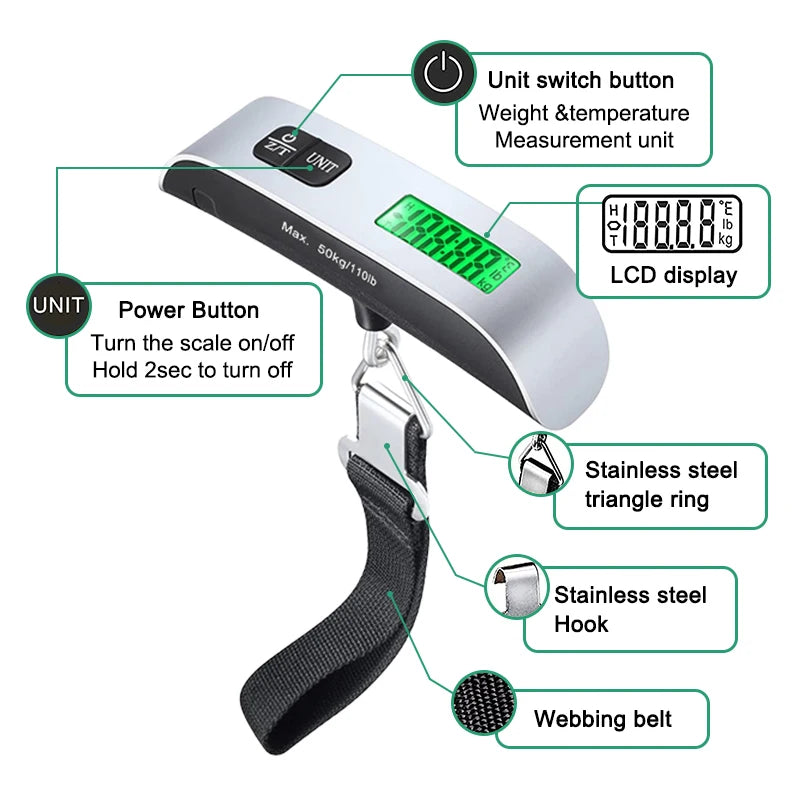 digital luggage scale, view 3 - MRSLM