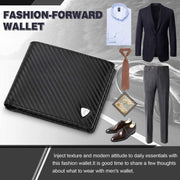 Men's carbon fiber leather bifold wallet, view 3 - MRSLM