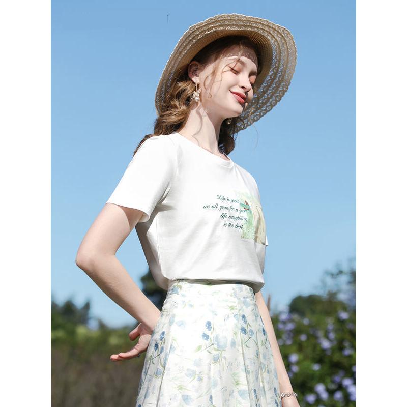 Embroidered casual summer tee, view 3 - MRSLM