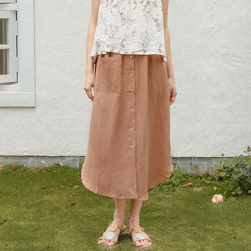 cotton linen maxi skirt - MRSLM
