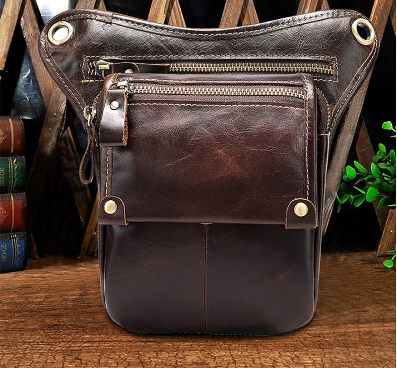 vintage leather crossbody bag, view 2 - MRSLM