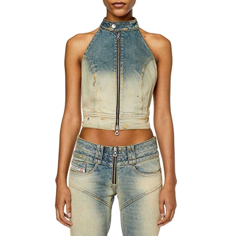 Backless denim halter vest, view 3 - MRSLM