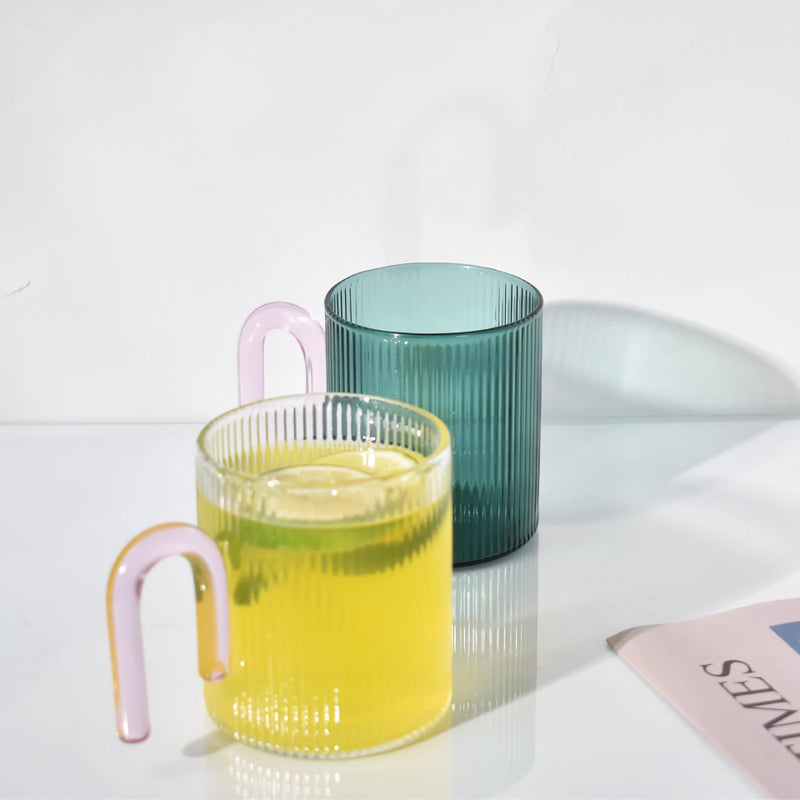 heat resistant glass mug with colorful handle, view 7 - MRSLM