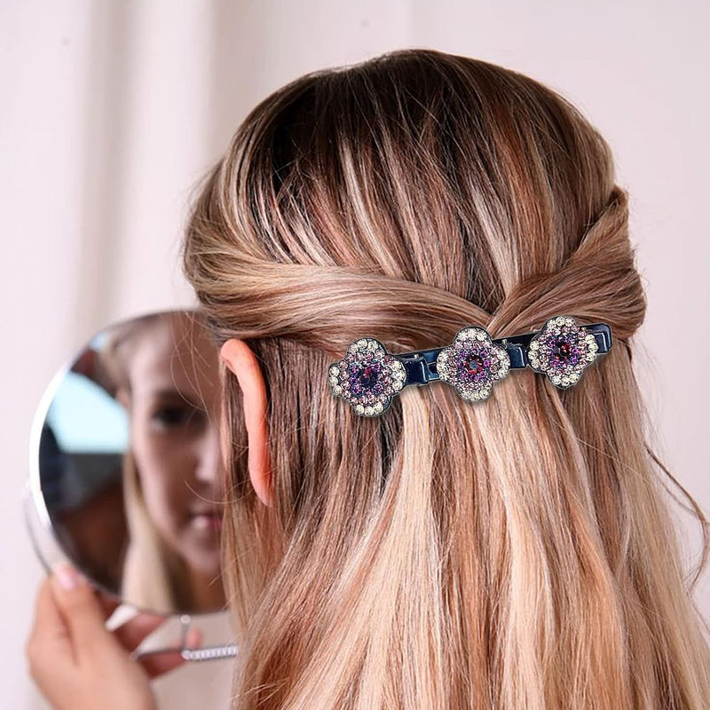 floral crystal braided hair clips, view 10 - MRSLM