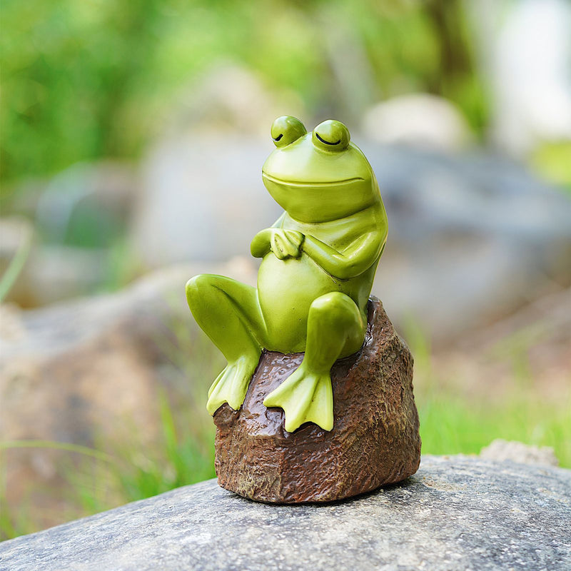 Charming resin thinking frog figurine, view 3 - MRSLM