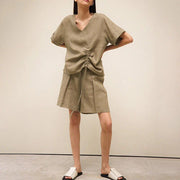 linen v-neck tee, view 6 - MRSLM