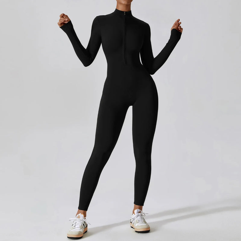 women's long-sleeve yoga jumpsuit, view 10 - MRSLM
