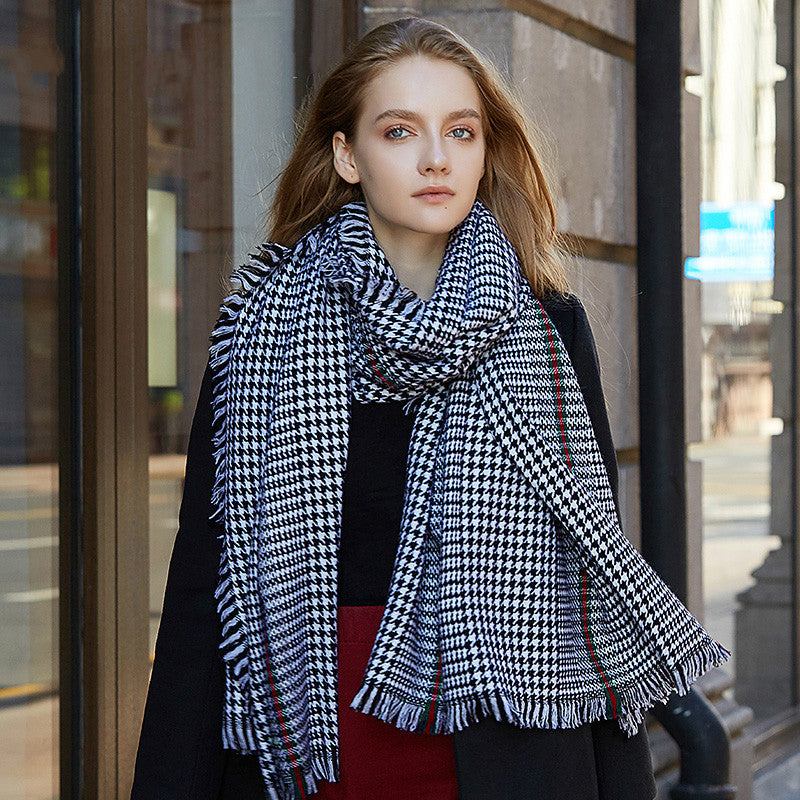 oversized wool plaid scarf, view 4 - MRSLM