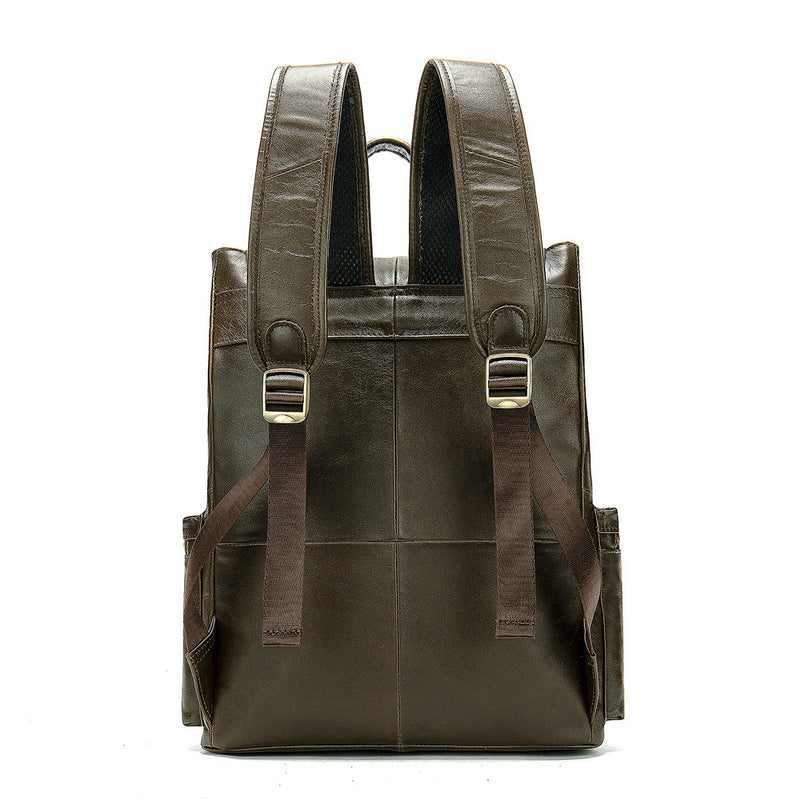 crazy horse leather flap backpack, view 2 - MRSLM