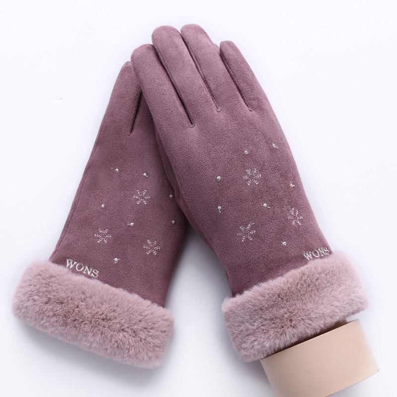 Women's plush-lined suede touchscreen gloves, view 26 - MRSLM