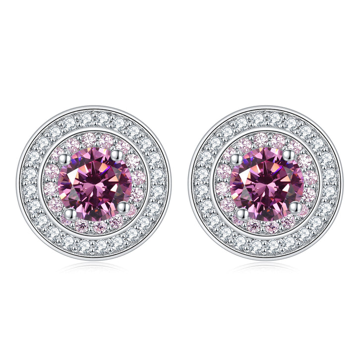 Sterling Silver Round Micro Set Zircon Earrings