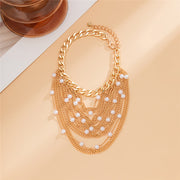 boho tassel pearl anklet, view 9 - MRSLM