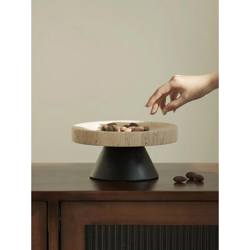 travertine pedestal bowl, view 6 - MRSLM