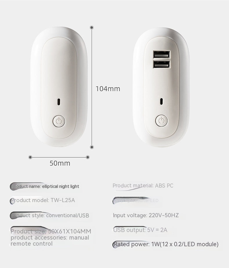 oval LED night light, view 9 - MRSLM