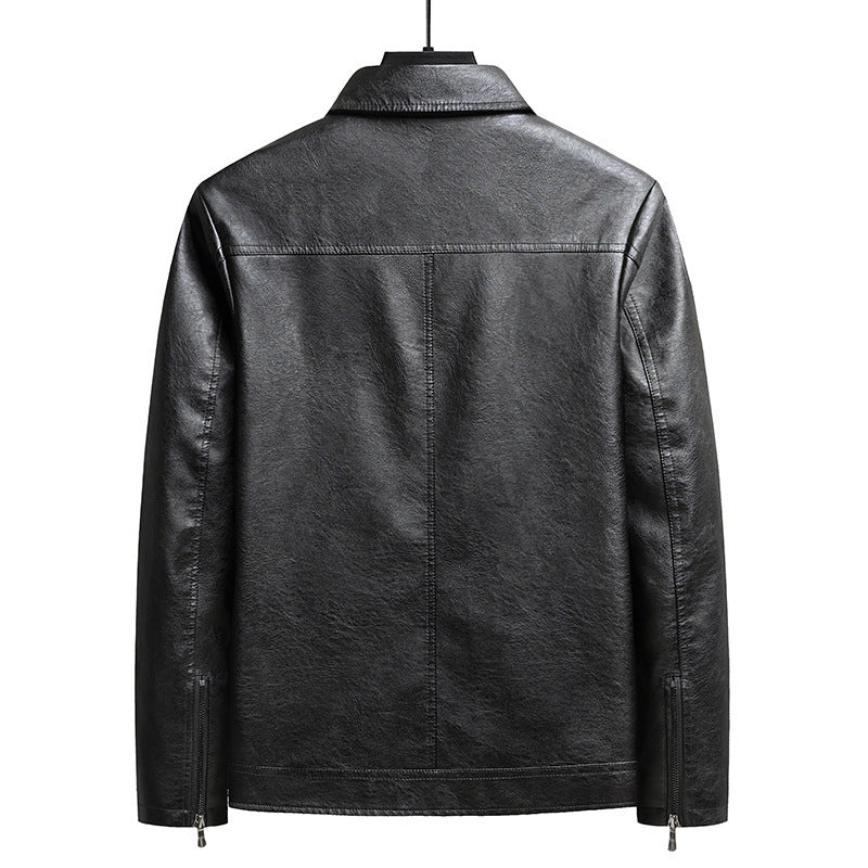 Men's thin faux leather jacket, view 8 - MRSLM