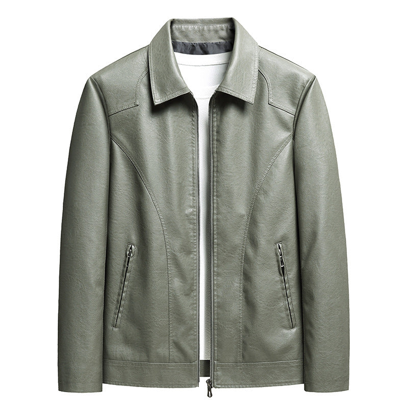Men's thin faux leather jacket, view 9 - MRSLM