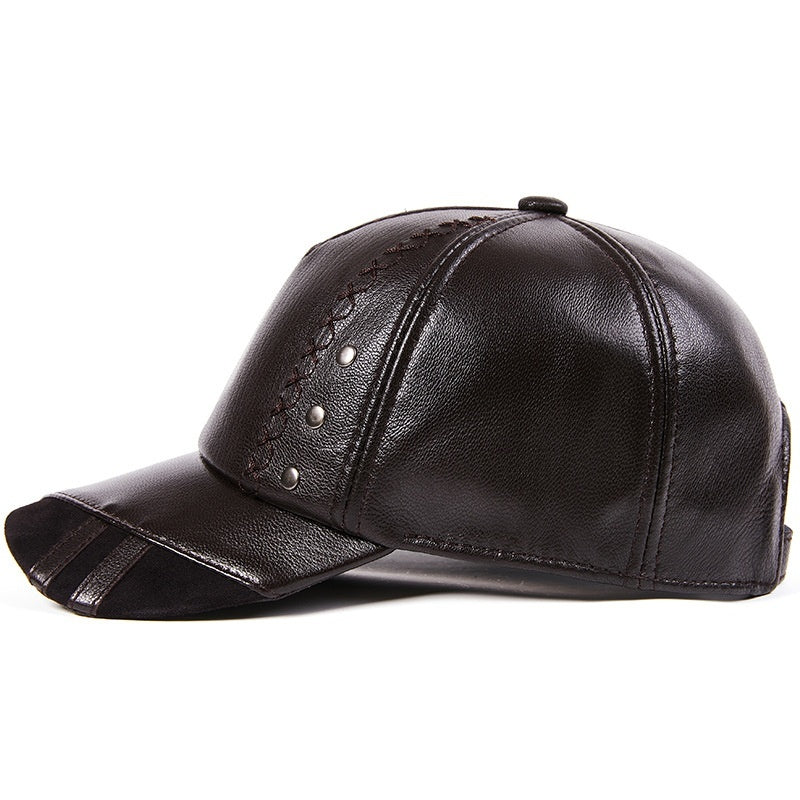 sheepskin leather baseball cap, view 9 - MRSLM