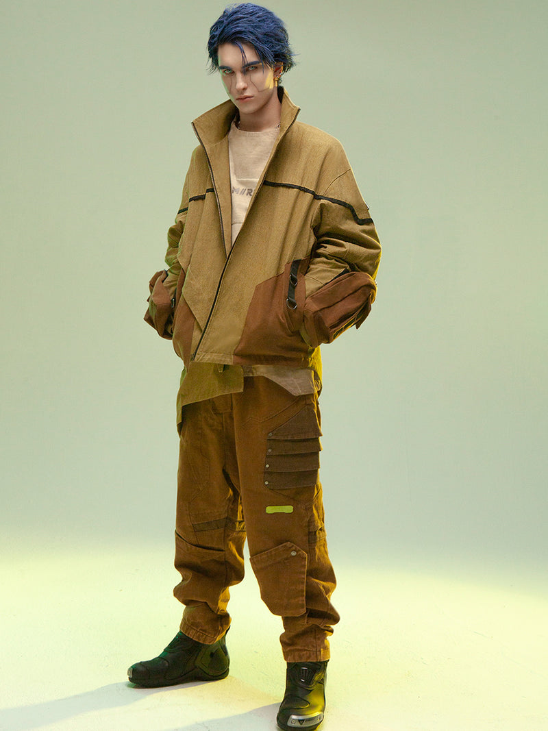 asymmetric sandstone cotton coat, view 9 - MRSLM