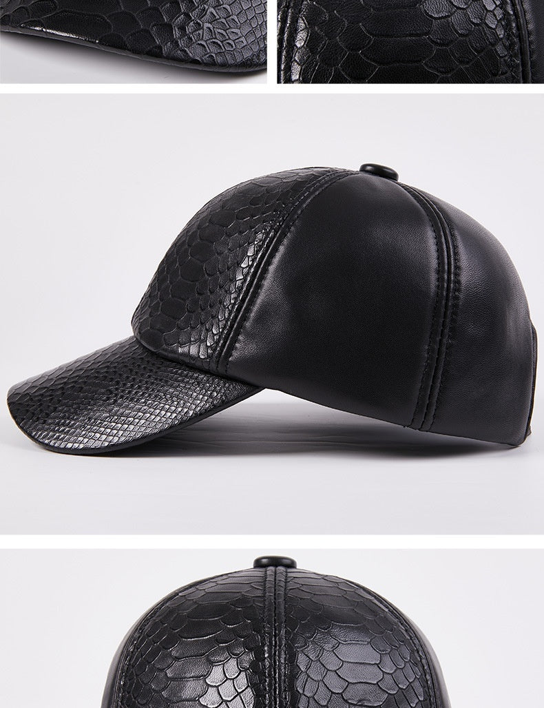 leather dome cap, embossed pattern, view 9 - MRSLM