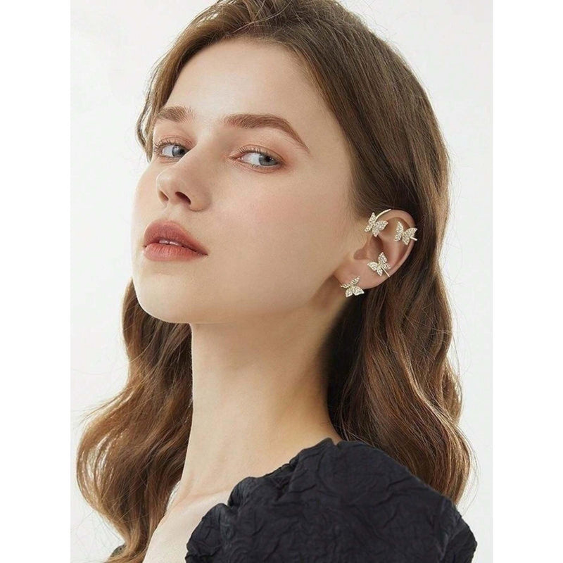 crystal butterfly clip earrings, view 5 - MRSLM