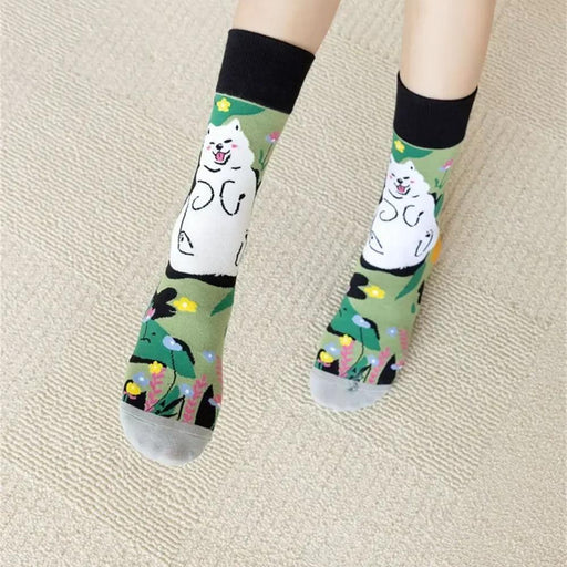 3D embroidered fox cat socks - MRSLM