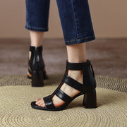 leather gladiator sandals with square heel, view 4 - MRSLM