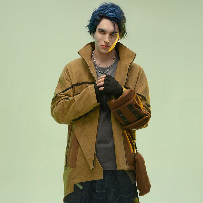 asymmetric sandstone cotton coat - MRSLM