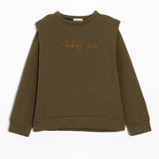 women's short padded shoulder loose sweatshirt, view 5 - MRSLM
