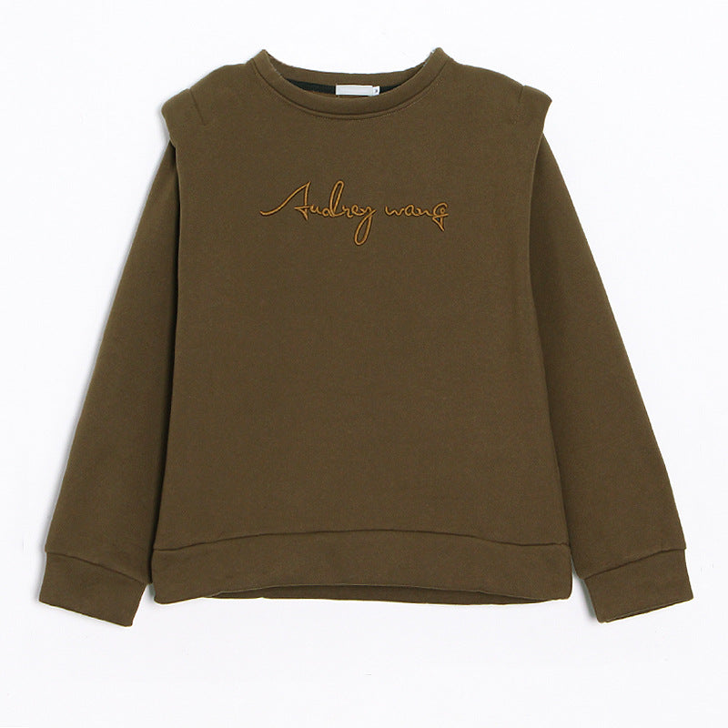 women's short padded shoulder loose sweatshirt, view 5 - MRSLM