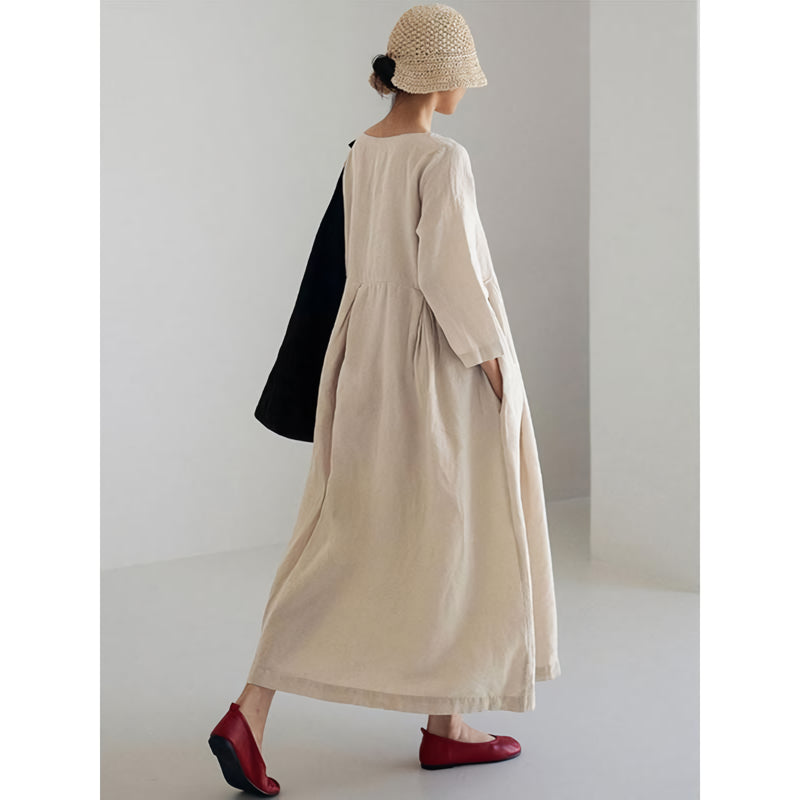 cotton linen maxi dress, view 7 - MRSLM