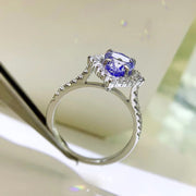 tanzanite blue high carbon diamond silver ring, view 4 - MRSLM