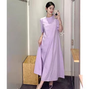 lavender T-shirt knit dress, view 2 - MRSLM
