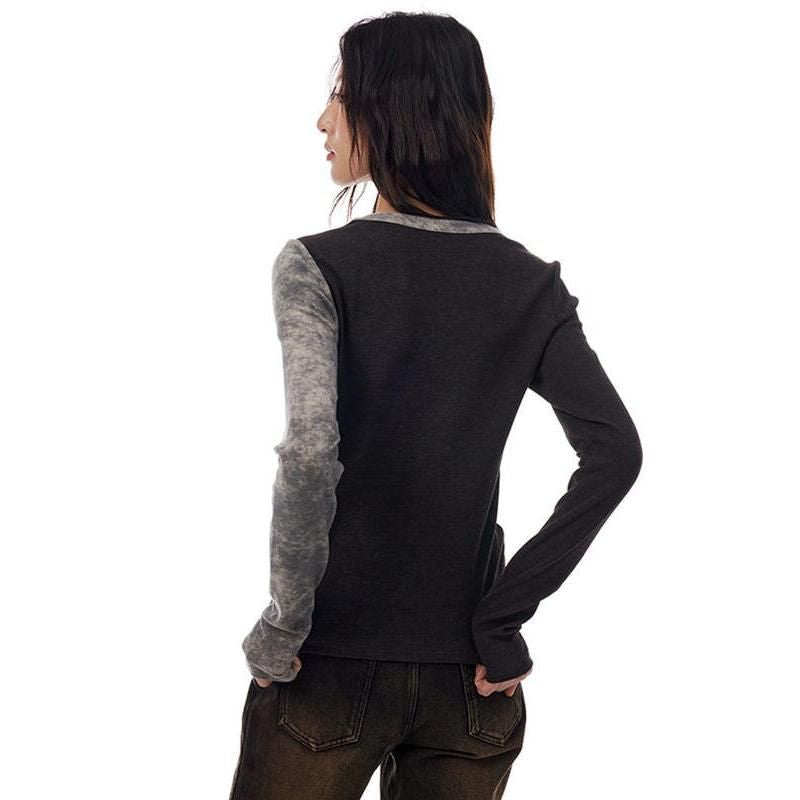 irregular v-neck knitted pullover, view 4 - MRSLM