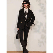 elegant double breasted women's trench coat, view 5 - MRSLM