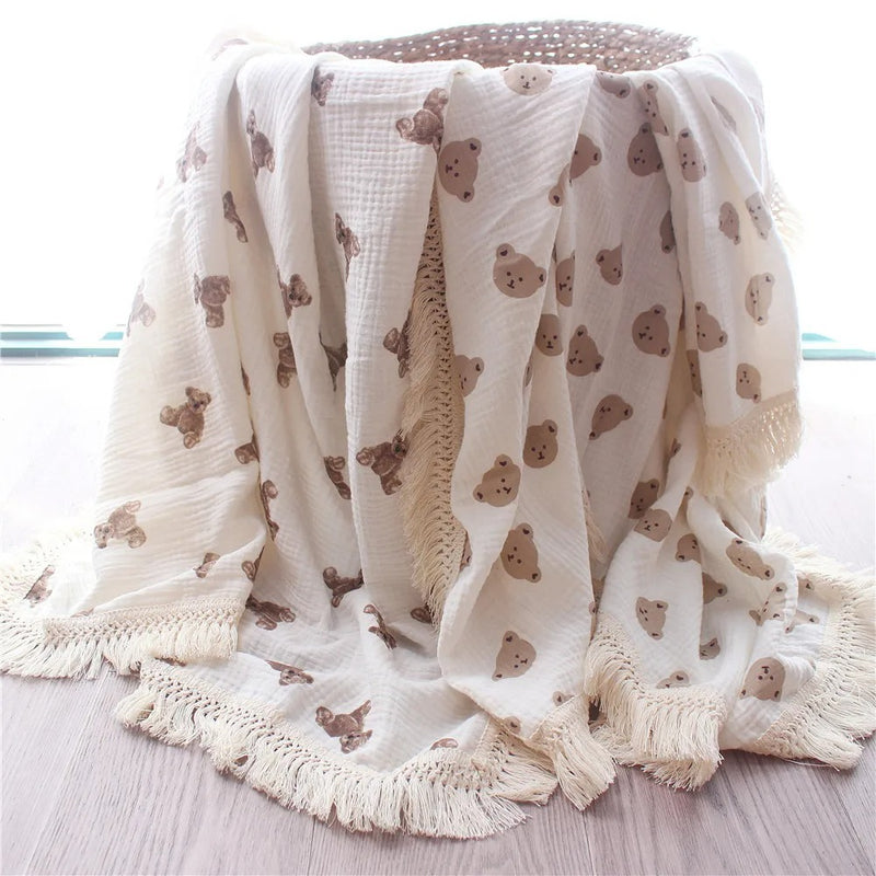 cotton muslin swaddle blanket, view 8 - MRSLM