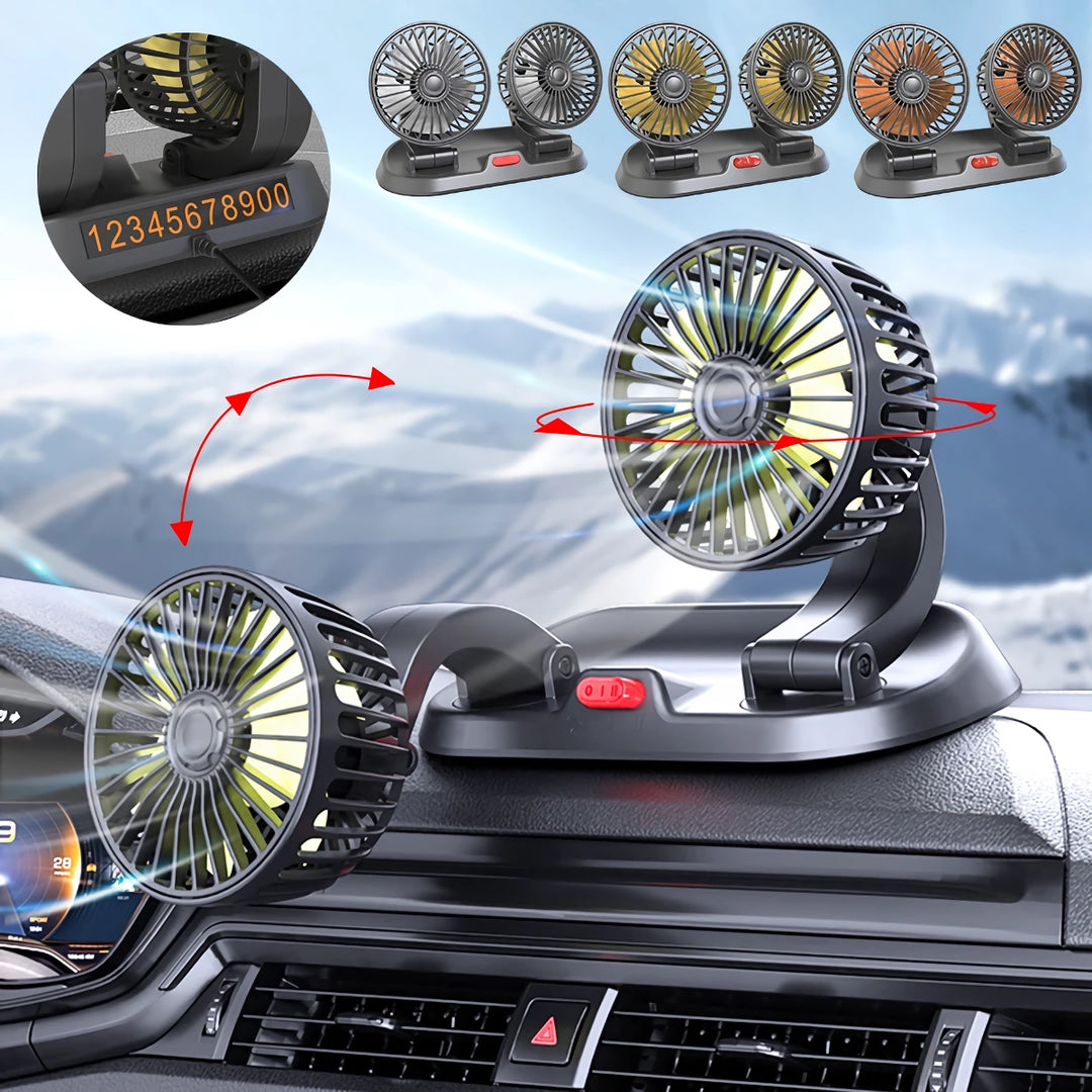 Adjustable Dual Head USB Car Fan