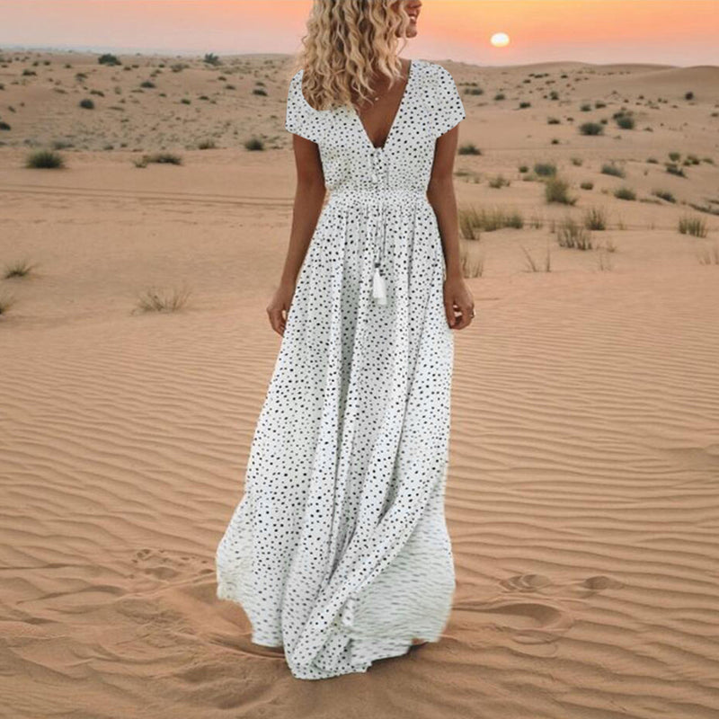 polka dot bohemian beach dress, view 10 - MRSLM