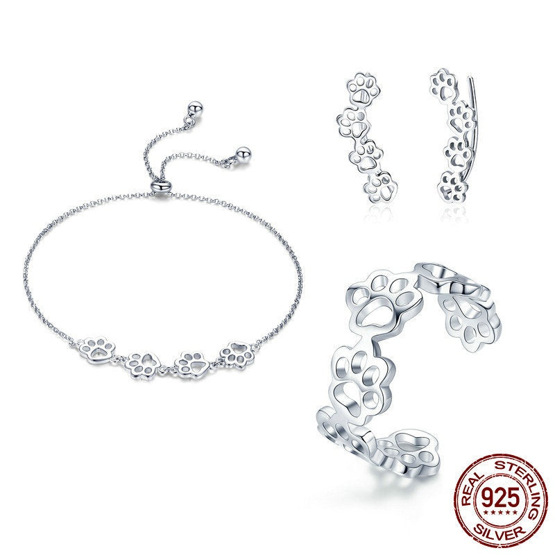 Sterling silver ring cute pet paw print
